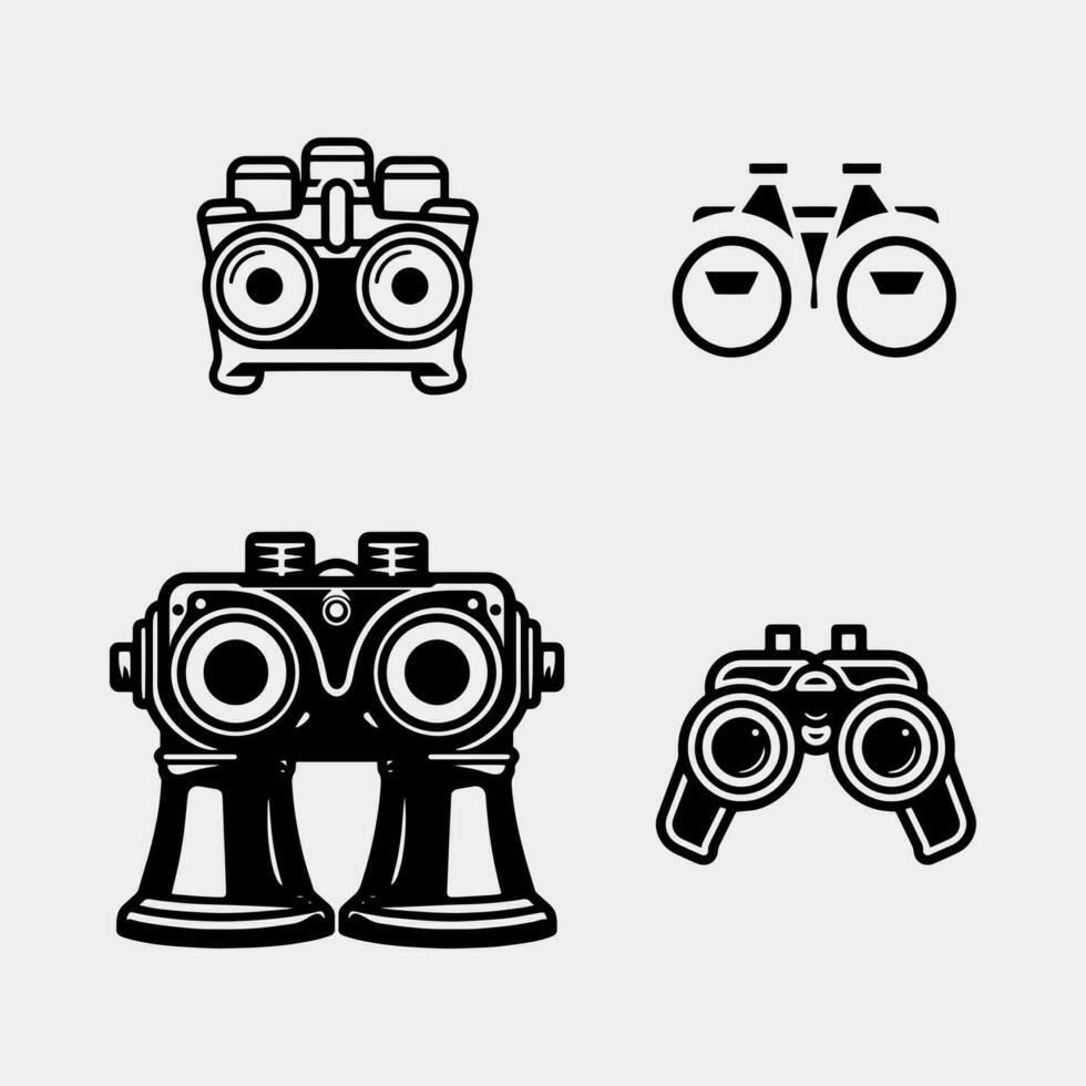 set of binoculars icon. black on a white background vector