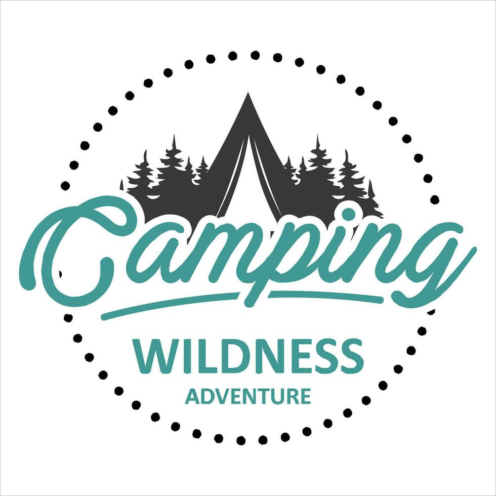 Vintage Outdoor T-shirt Design Vector, Summer Adventure Camping Outdoors Vintage Badge Logo for Poster with Travel Quotes Collection for Print vector