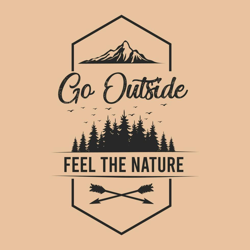 Vintage Adventure T-shirt Design Vector, Summer Mountains Camping Outdoors Vintage Badge Logo Set for Poster with Travel Quotes Collection for Print vector