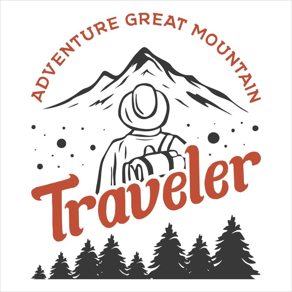 Vintage Outdoor T-shirt Design Vector, Summer Adventure Camping Outdoors Vintage Badge Logo for Poster with Travel Quotes Collection for Print vector