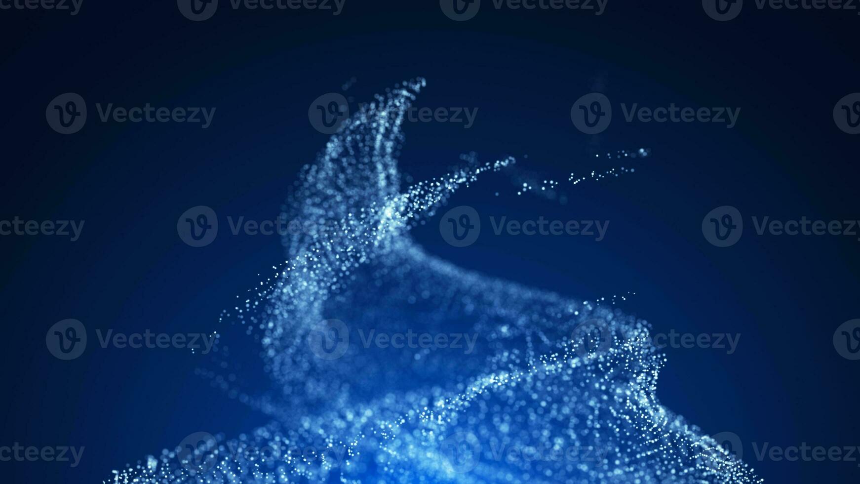 A vortex of dust particles. Illustration of a whirlpool on a blue background. The effect of levitation. Dynamic, explosive wave. Big data. 3D rendering photo