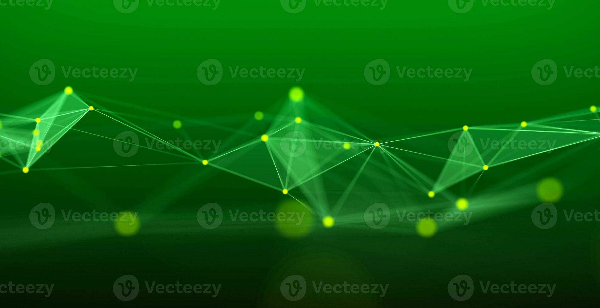 Abstract green digital background. Visualization of big data. Network connection. Worldwide connection to the Internet. Scientific background with lines and dots. 3d rendering. photo