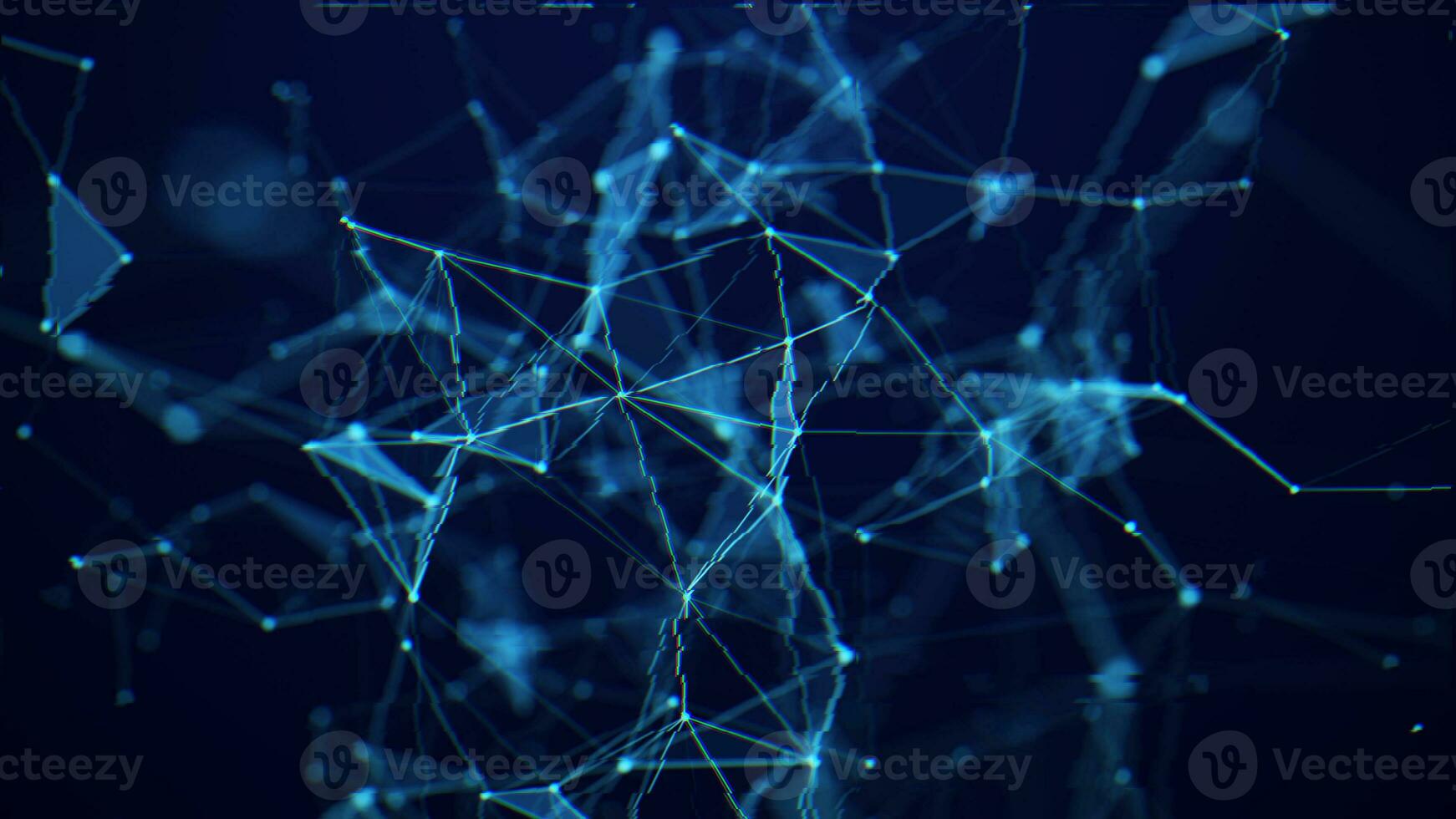 Virus, broken data. Abstract blue background with broken moving lines and dots. The concept of big data, technology and science. Connection to the World Wide Web failed. 3d rendering photo