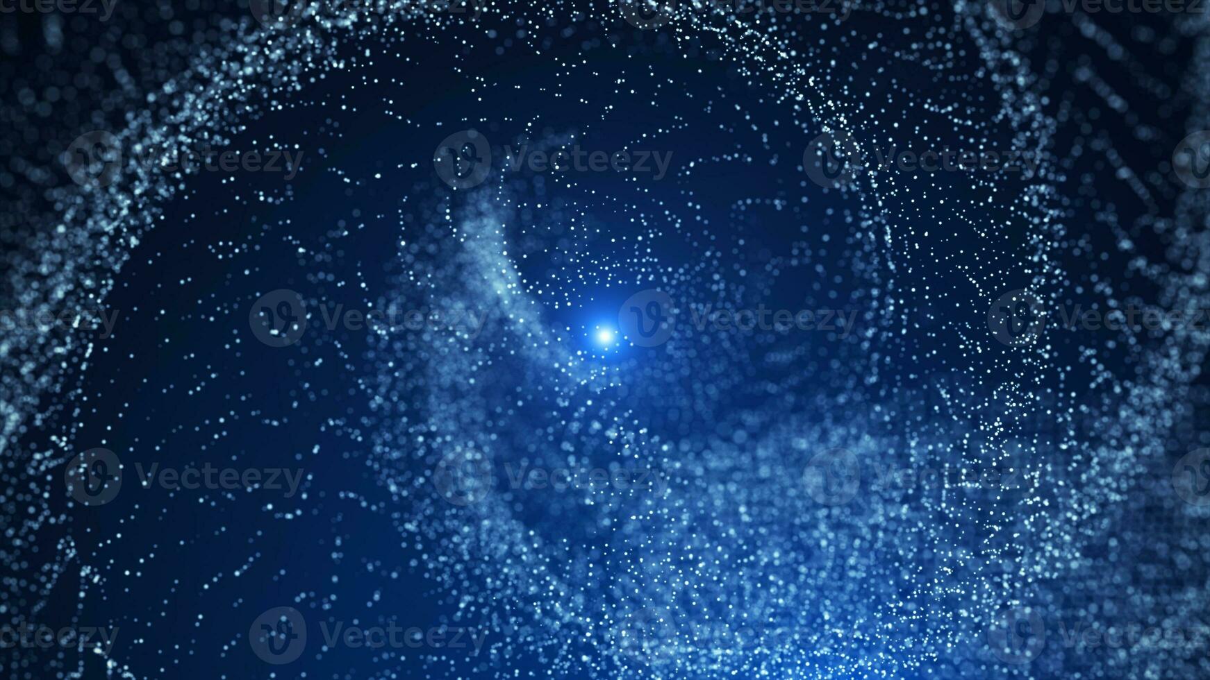 A vortex of dust particles. Illustration of a whirlpool on a blue background. The effect of levitation. Dynamic, explosive wave. Big data. 3D rendering photo