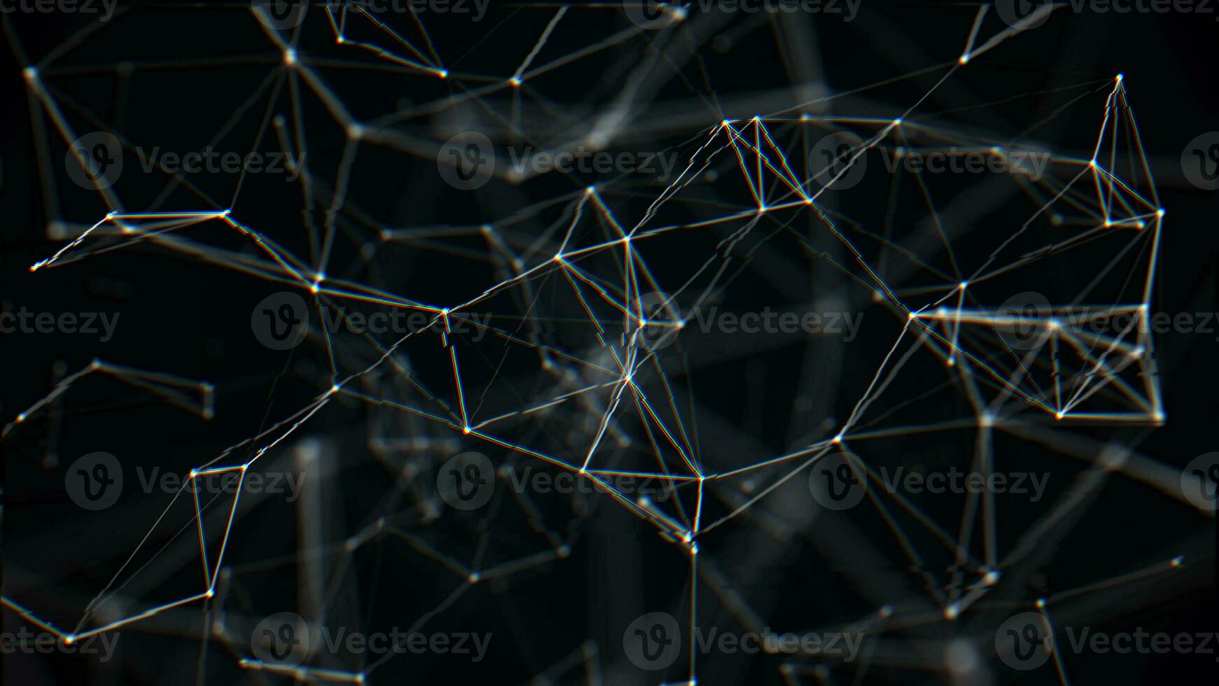 Virus, broken data. Abstract black background with broken moving lines and dots. The concept of big data, technology and science. Connection to the World Wide Web failed. 3d rendering photo