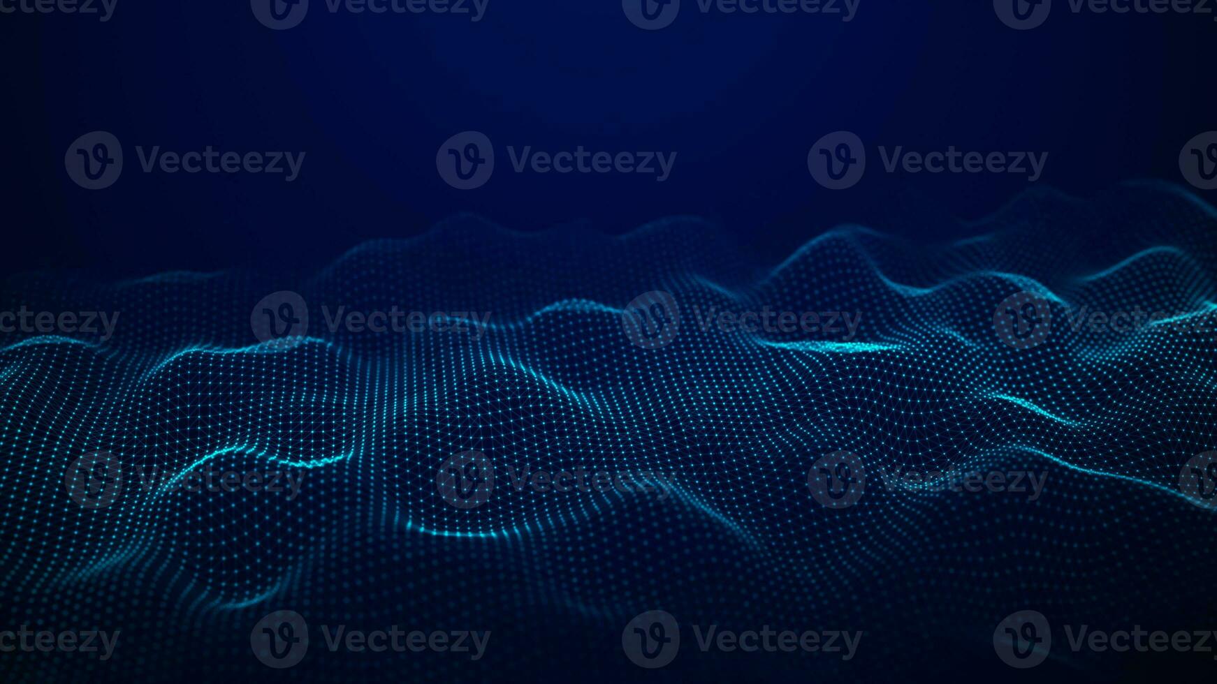 Futuristic glowing wave. The concept of big data. Network connection. Cybernetics. Abstract dark background of blue dots forming a wave. 3d rendering. photo