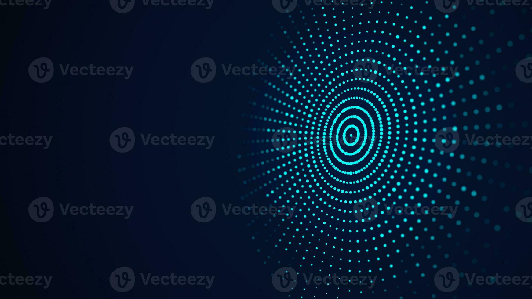 un digital disco de puntos futurista azul circular ola. el concepto de grande datos. el ola efecto de el web. 3d representación foto