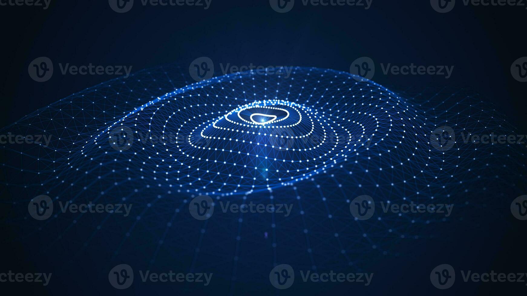 Futuristic internet connection network on a blue background. The wave effect of the web. The concept of big data. The effect of particle oscillation. 3D rendering photo