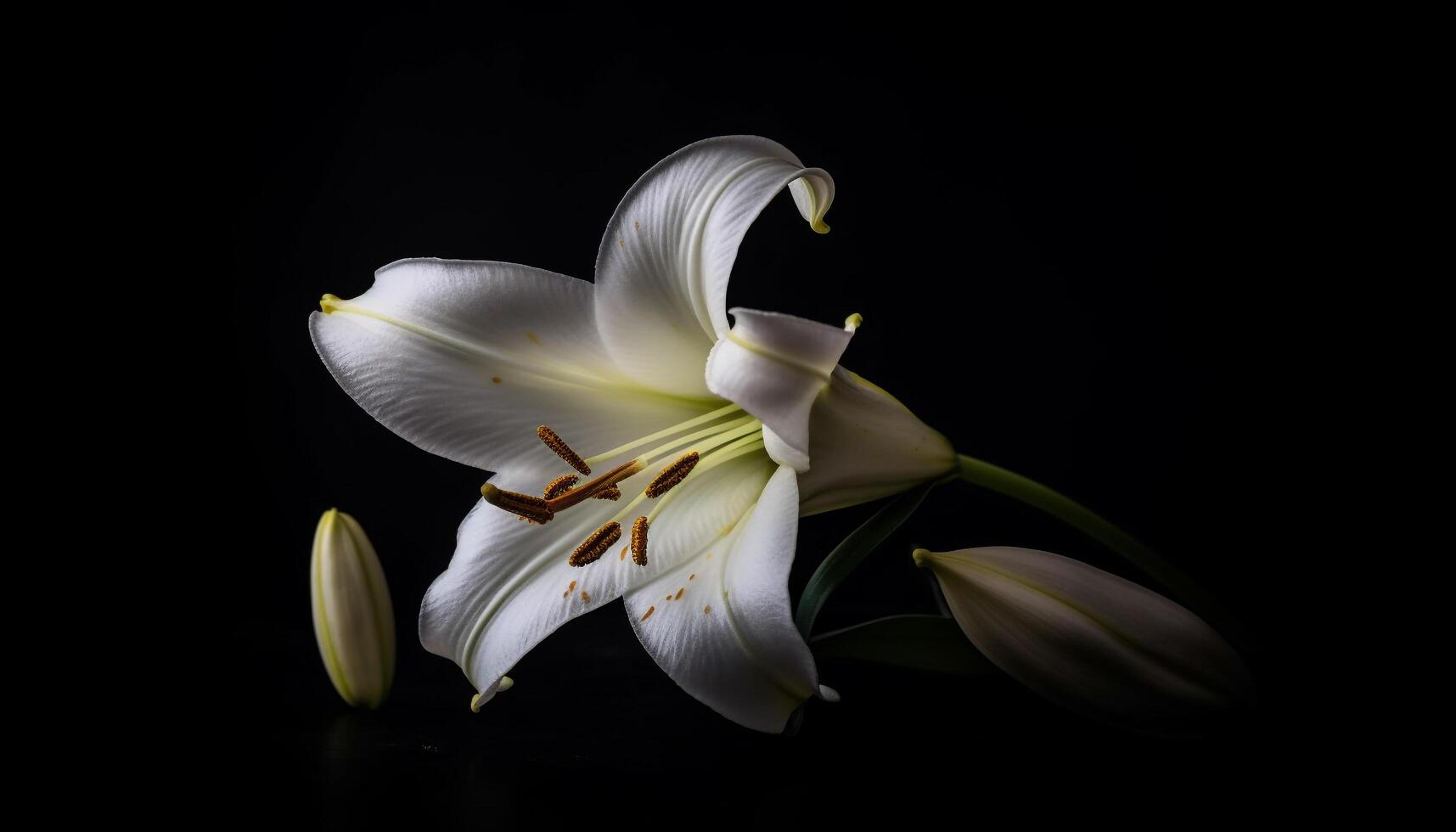 Single yellow blossom, elegance in nature, macro beauty on black generated by AI photo