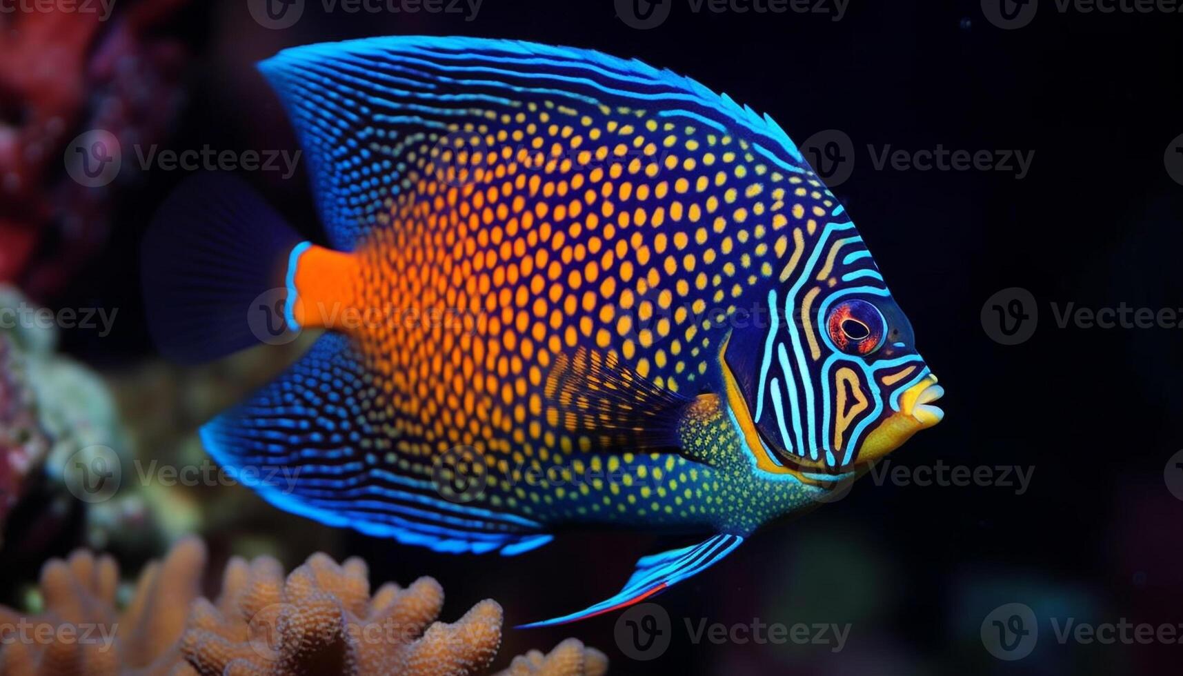 Vibrant clown fish swimming in colorful reef generated by AI photo