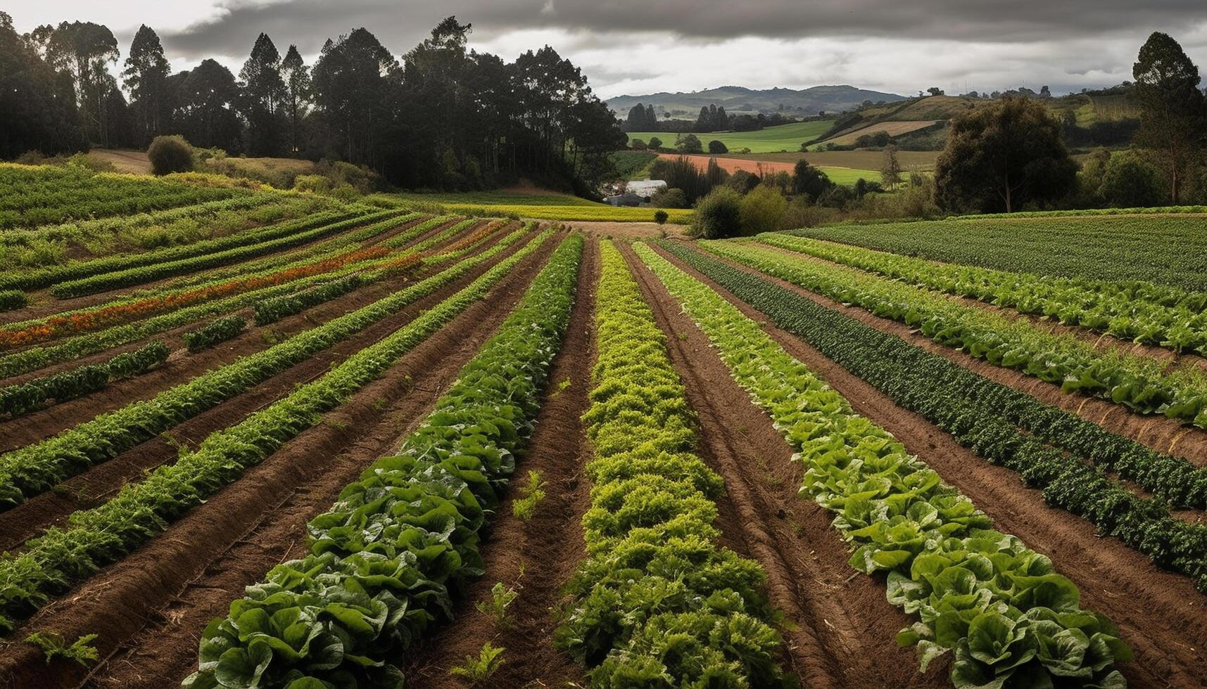 Fresh organic vegetables grown on rural farm generated by AI photo