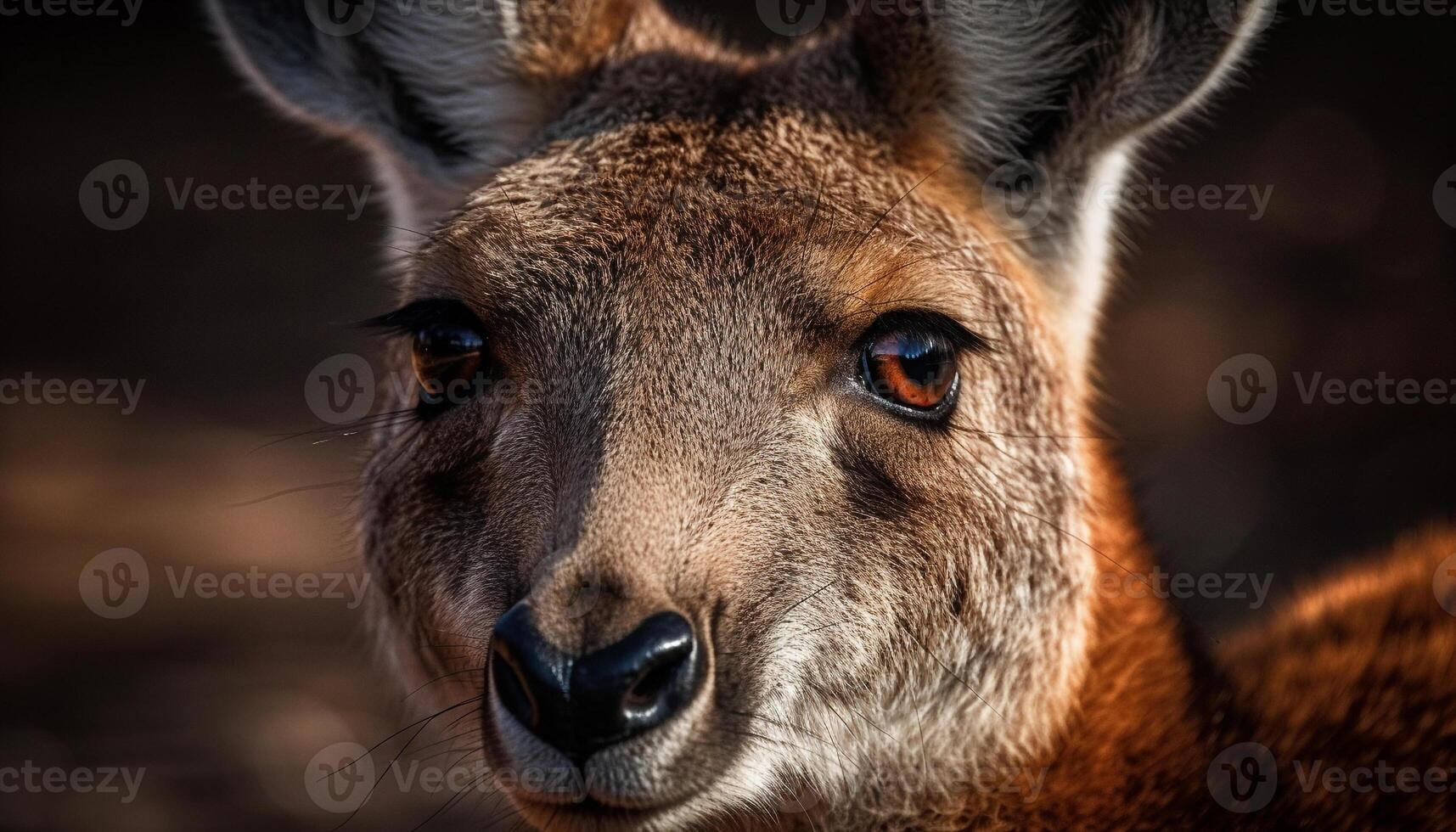 Deer looking at camera, close up portrait generated by AI photo