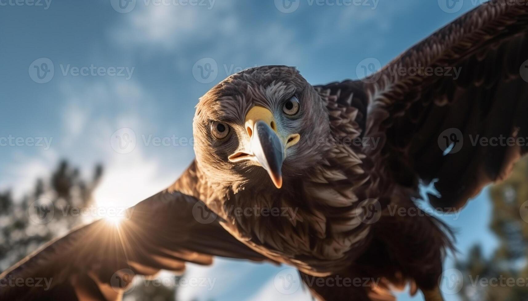 Majestic bird of prey soaring in freedom generated by AI photo