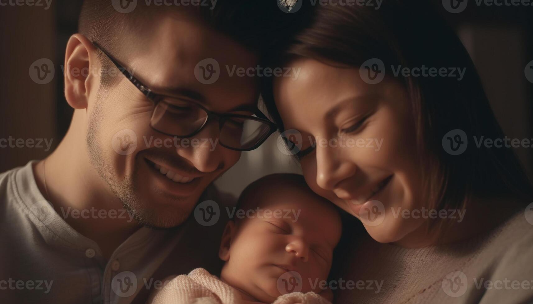 Family love, smiling happiness, cute baby joy generated by AI photo