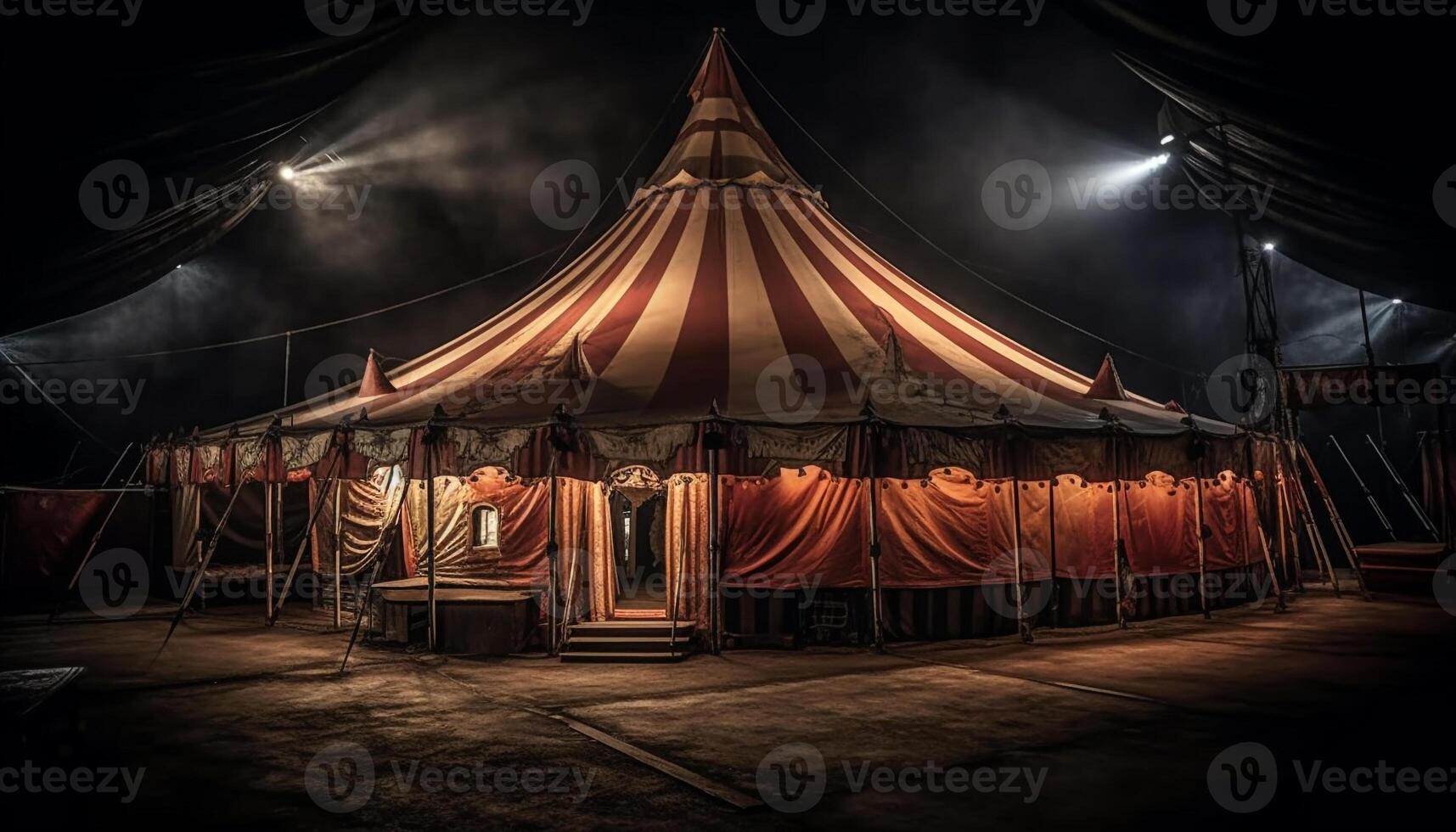 Colorful tent illuminates joyous outdoor music festival celebration generated by AI photo