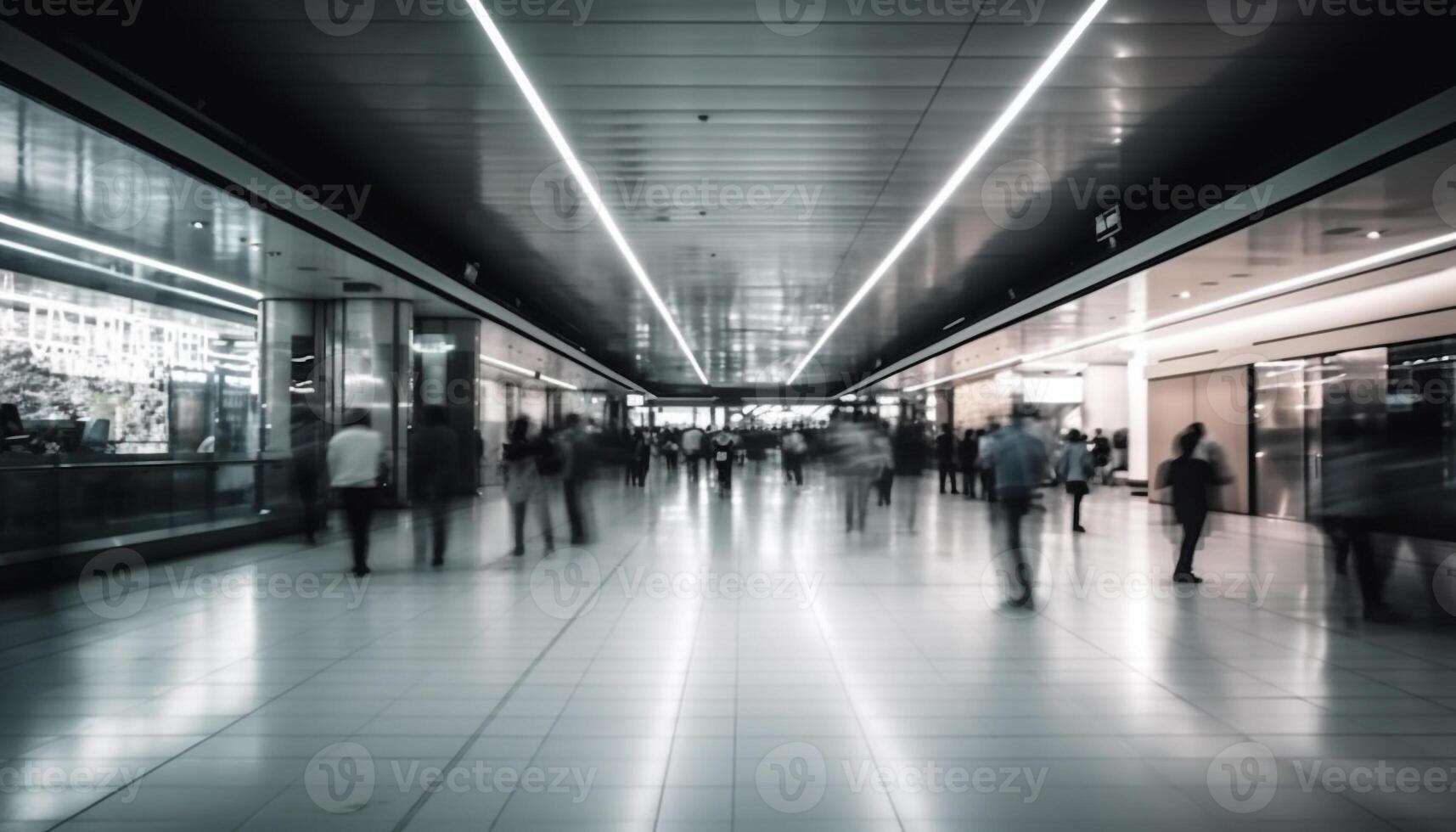 Abstract city life blurred motion, modern transportation generated by AI photo