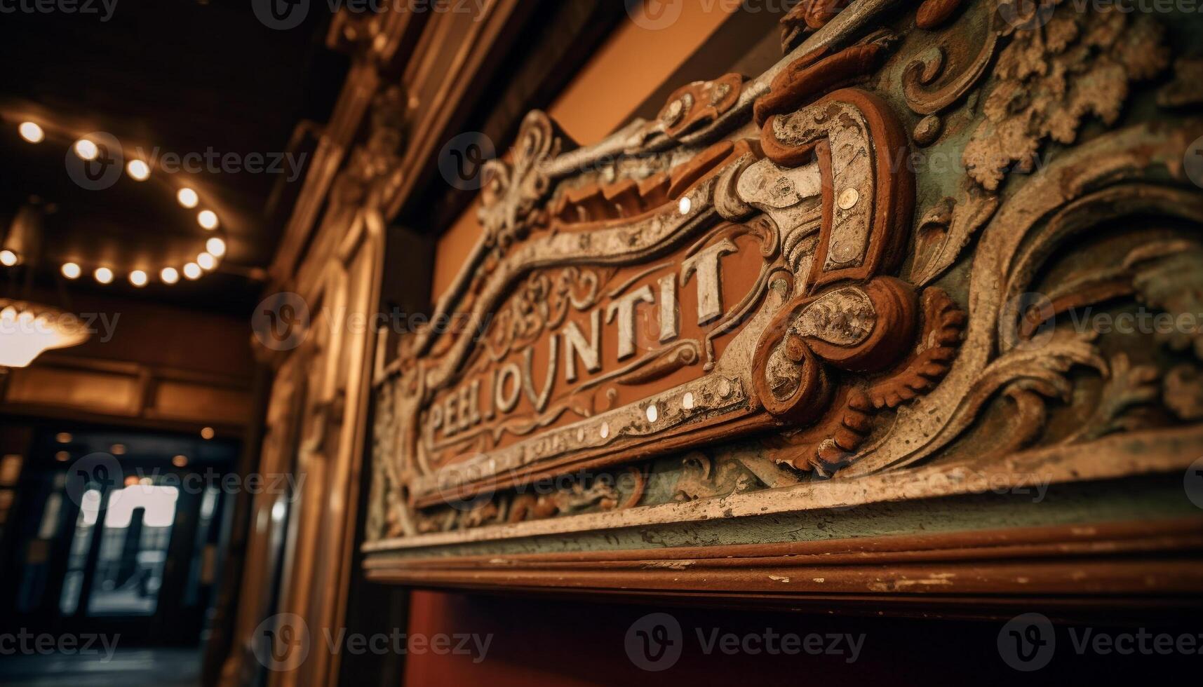 Ornate decoration on ancient Chinese temple entrance generated by AI photo