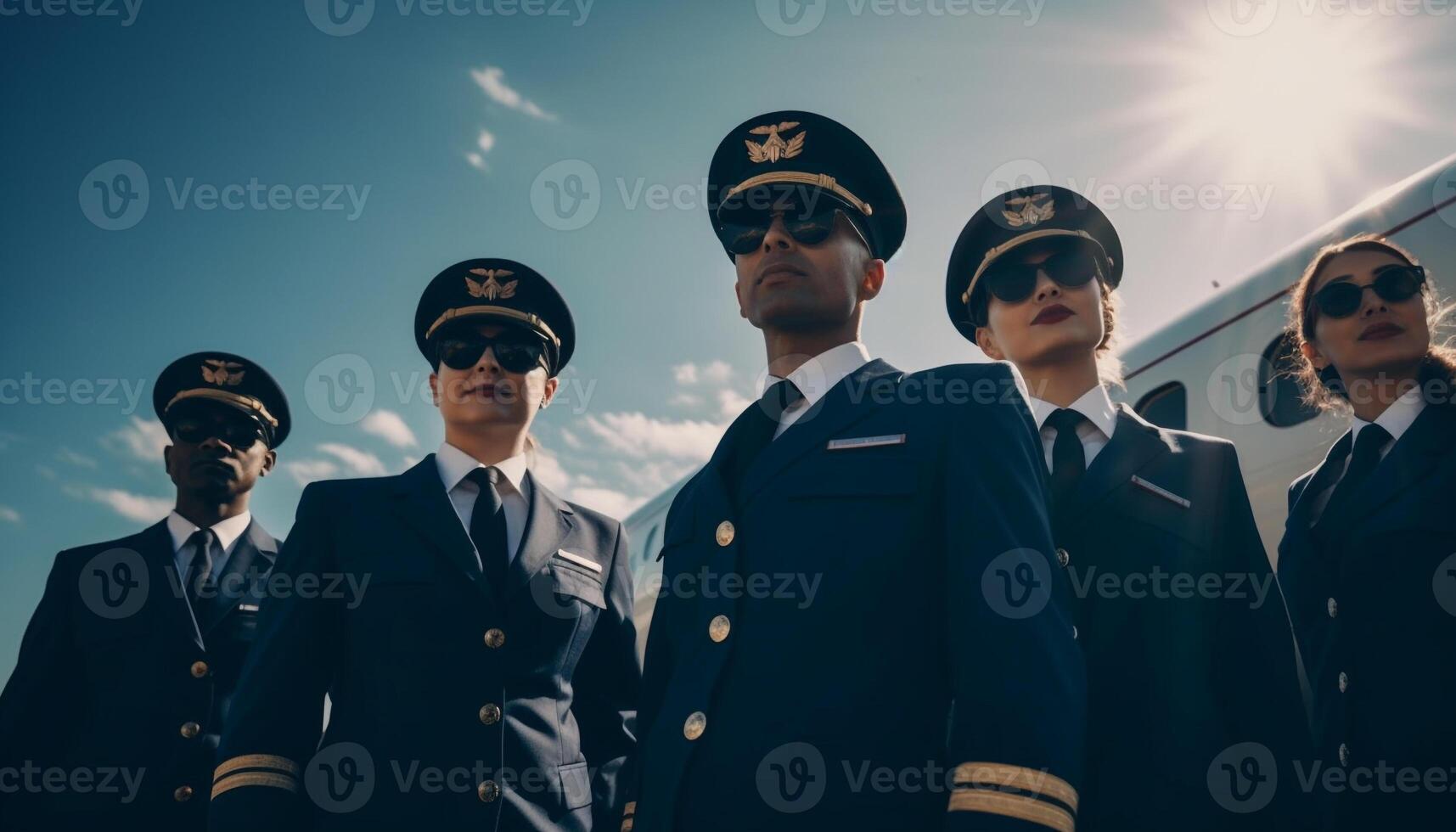 Confident captain leads successful team outdoors on boat generated by AI photo