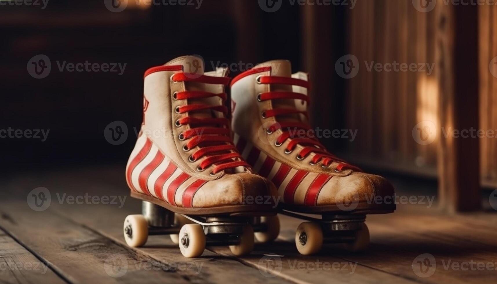 Old fashioned sports shoe with dirty shoelaces generated by AI photo