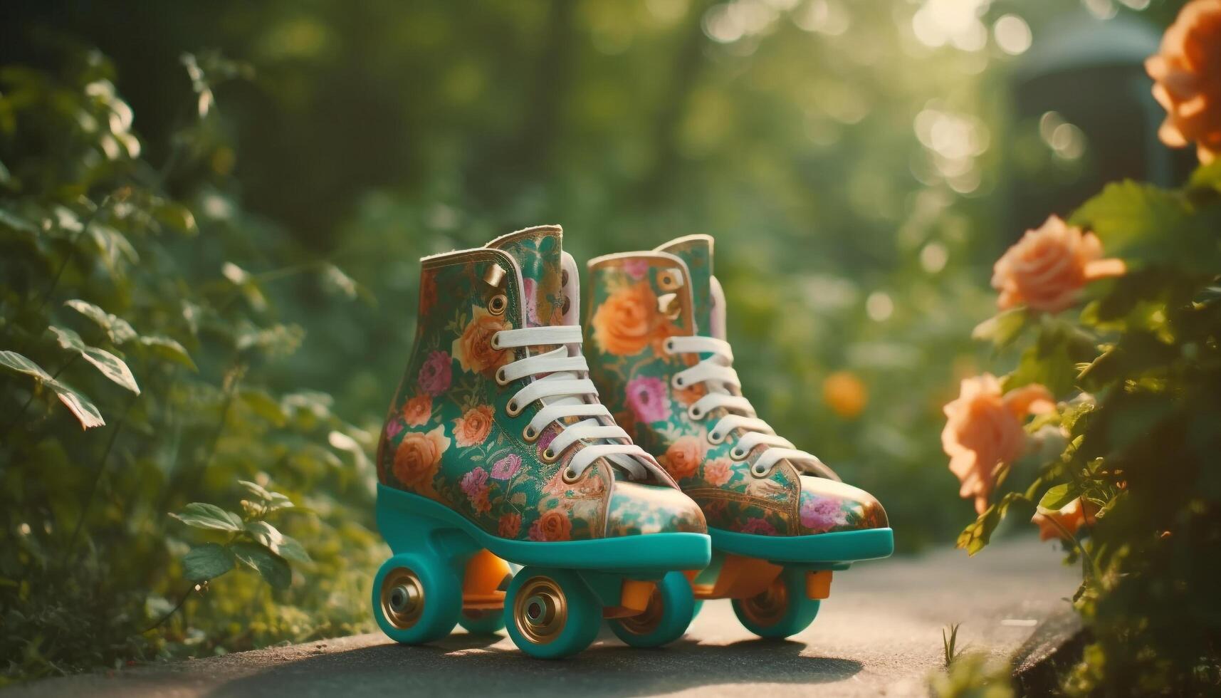 Roller skate fun in the great outdoors generated by AI photo
