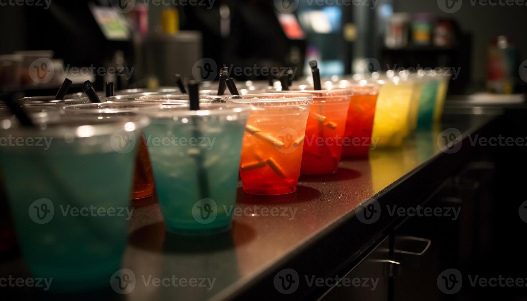 Fresh fruit cocktail glass on bar counter generated by AI photo