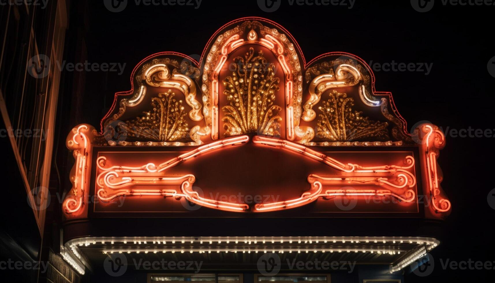 Glowing neon lights illuminate the vibrant nightlife generated by AI photo