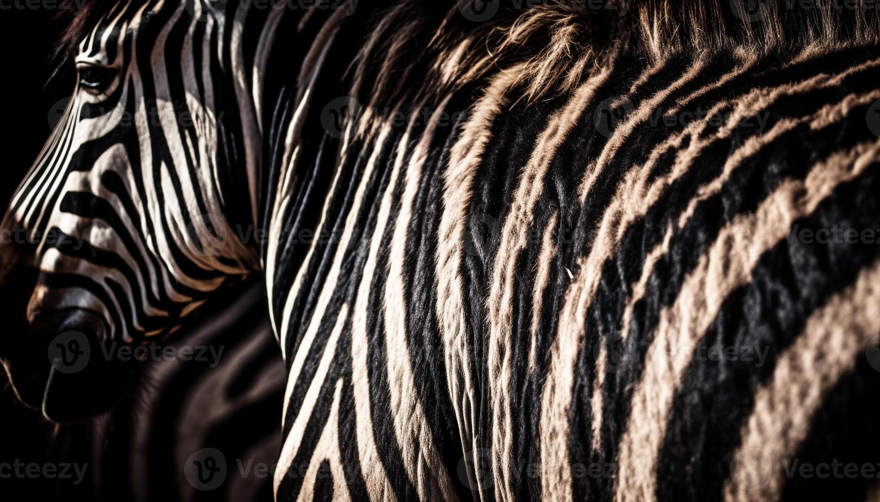 Striped zebra elegance in nature beauty generated by AI photo