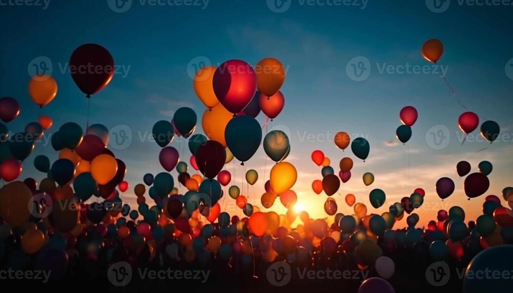 Vibrant colors flying mid air, celebrating summer fun generated by AI photo