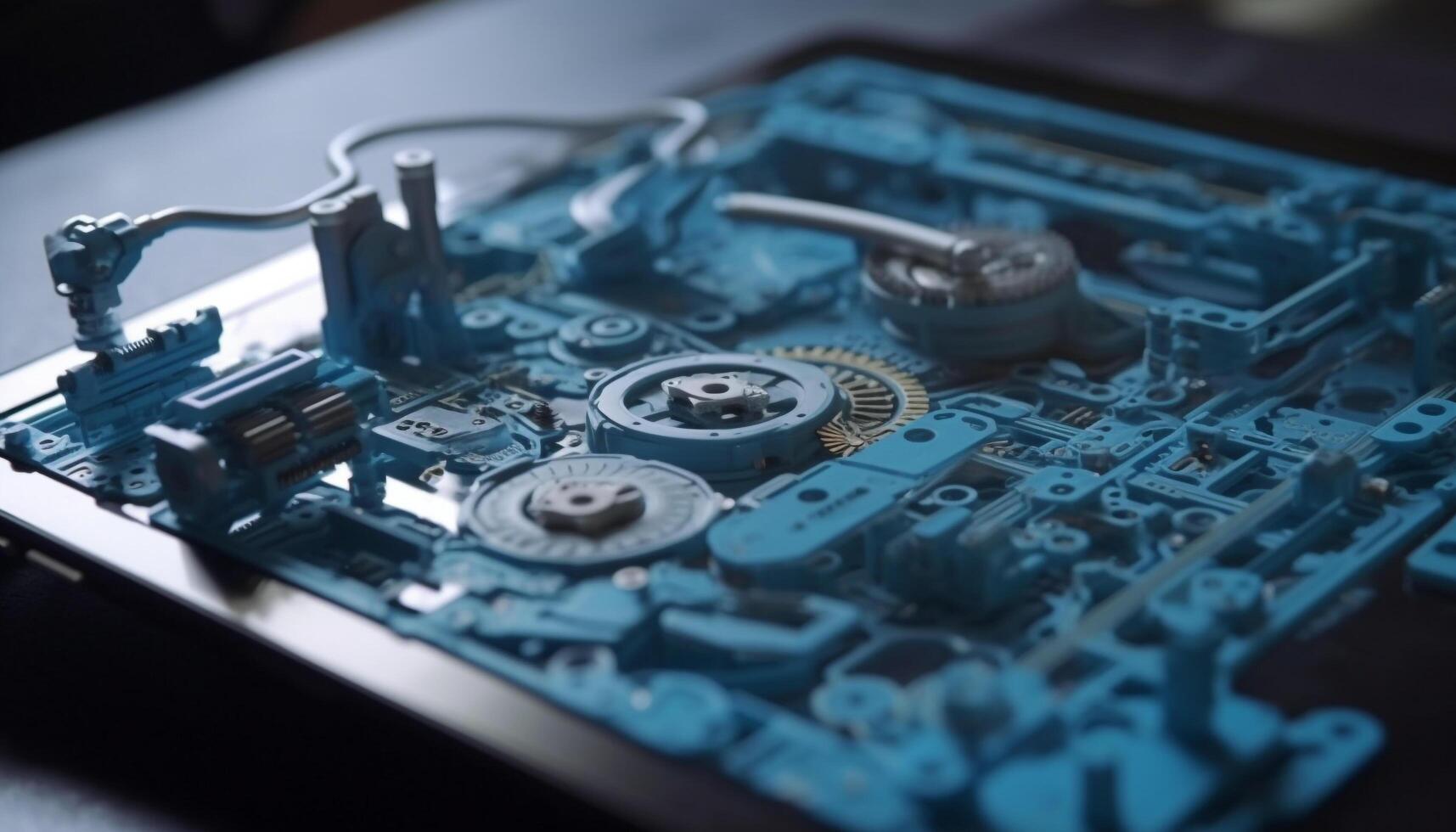 Repairing computer equipment disassembling, soldering, and repairing parts generated by AI photo