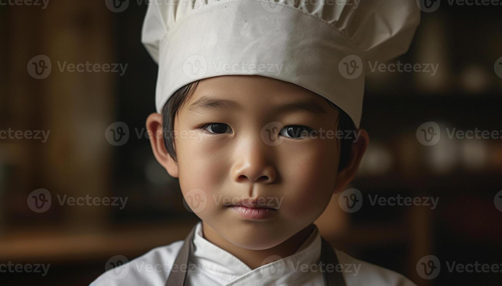 Cute chef boys cooking in domestic kitchen generated by AI photo