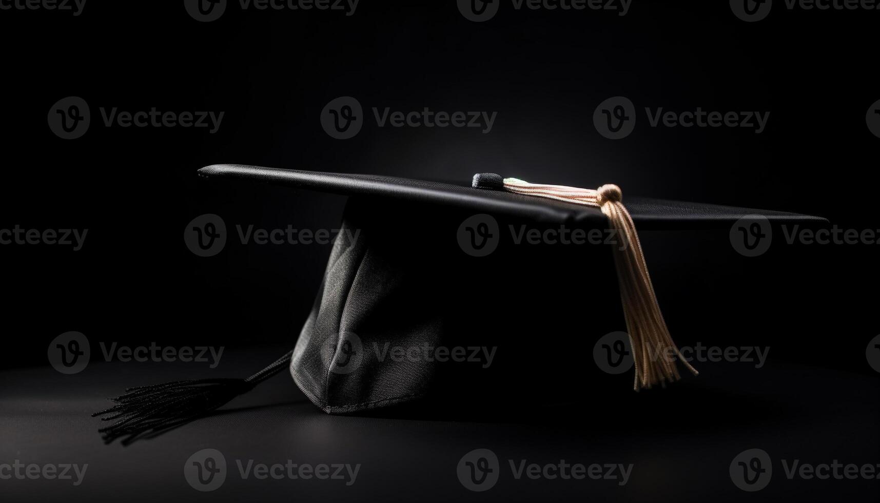 Success celebrated with black cap and diploma generated by AI photo