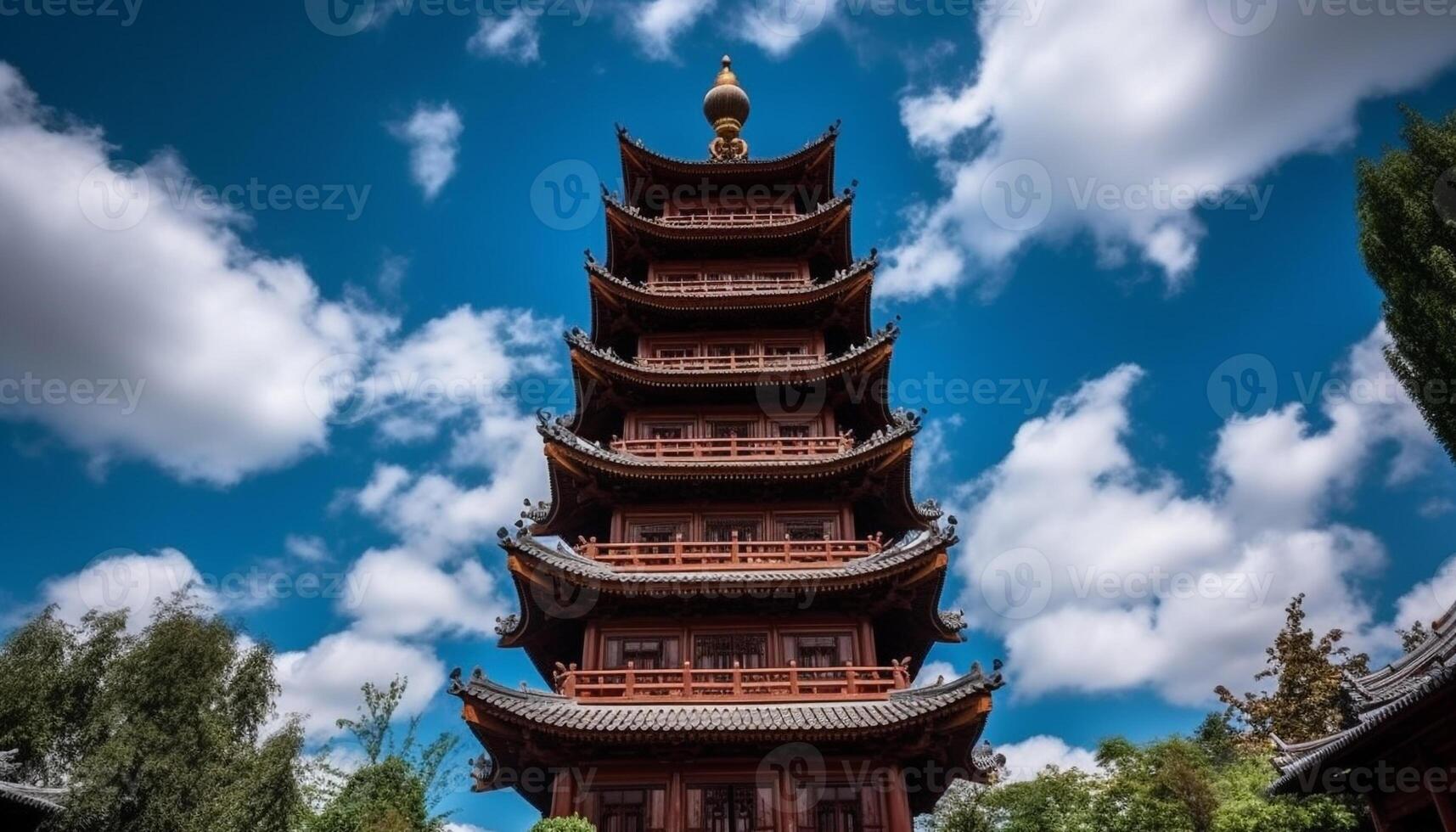Ancient pagoda symbolizes Chinese culture and spirituality generated by AI photo
