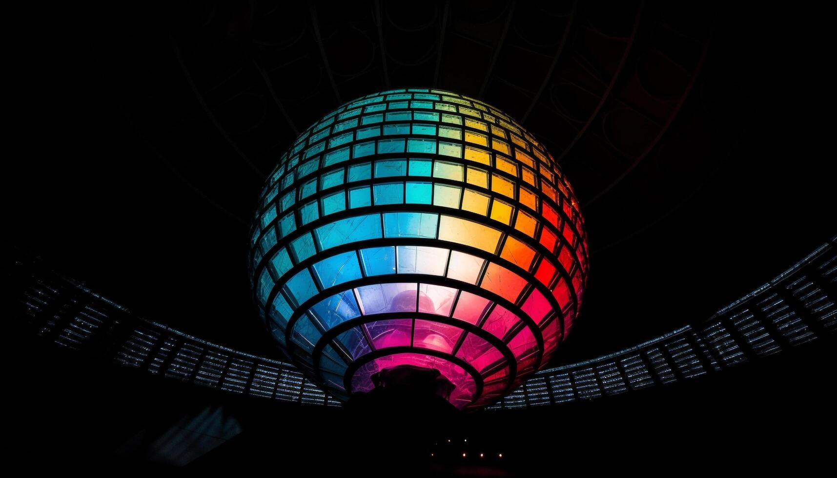 Vibrant city skyline glows with modern architecture generated by AI photo