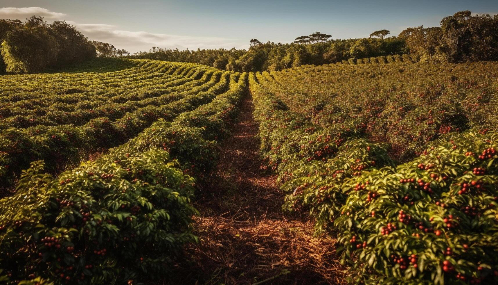 Green leaves on vineyard, ripe for harvesting generated by AI photo