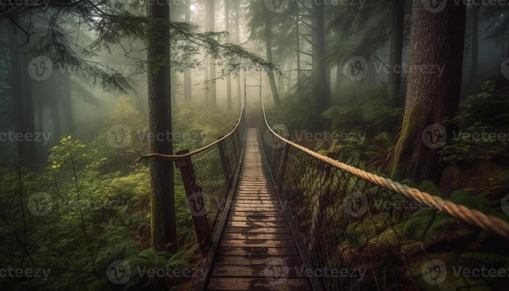 Walking through the spooky forest in autumn generated by AI photo