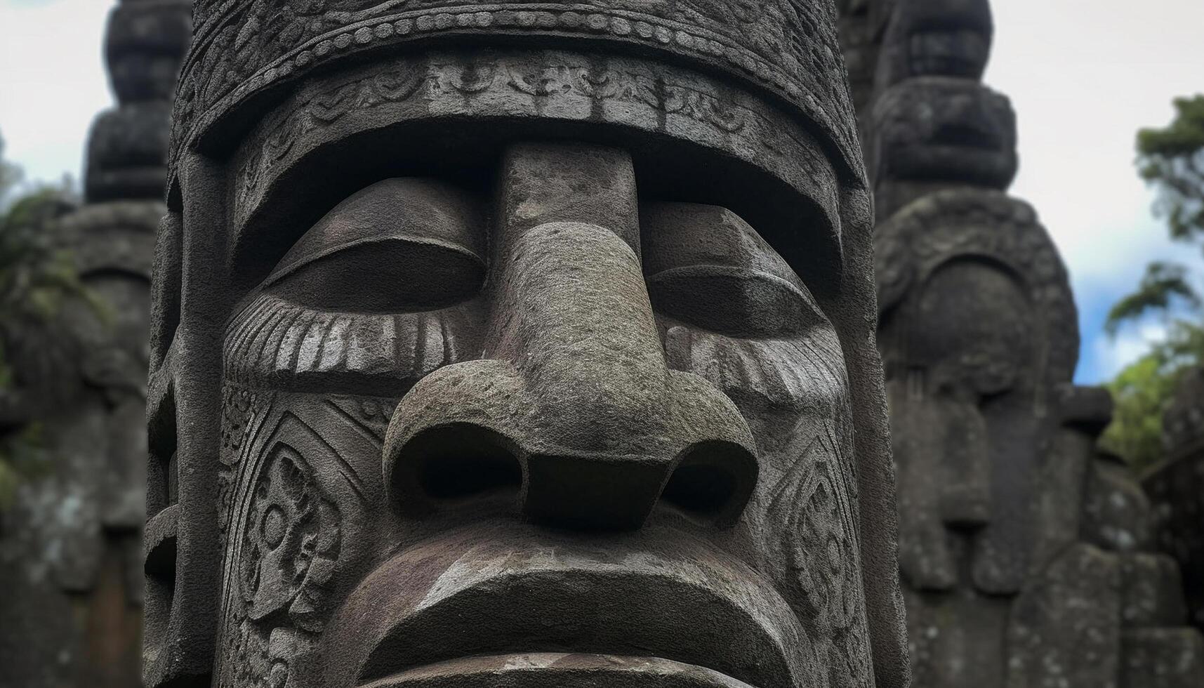 Ancient ruins of Angkor, a spiritual sculpture generated by AI photo