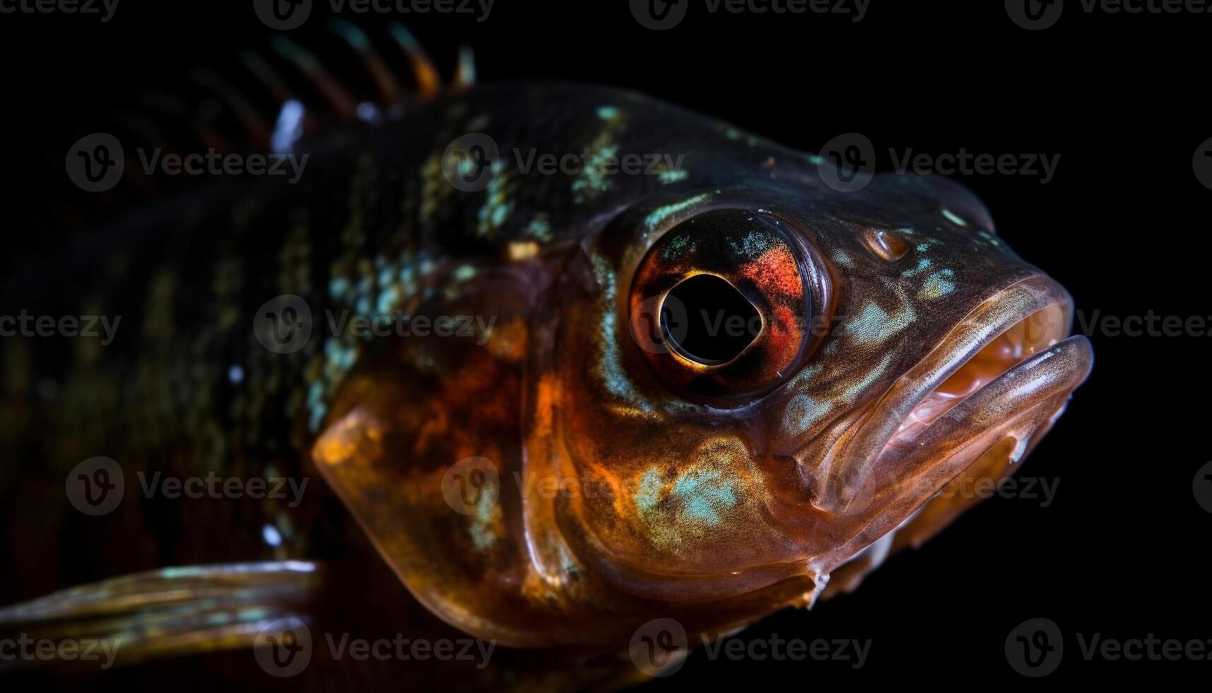 Freshwater fish in fish tank, sharp and yellow generated by AI photo