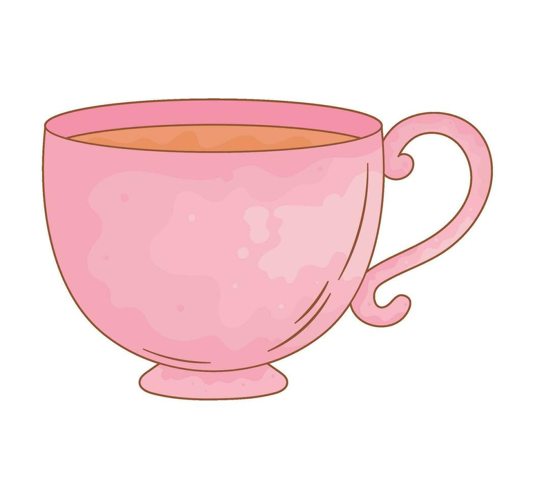 tea in pink cup icon vector