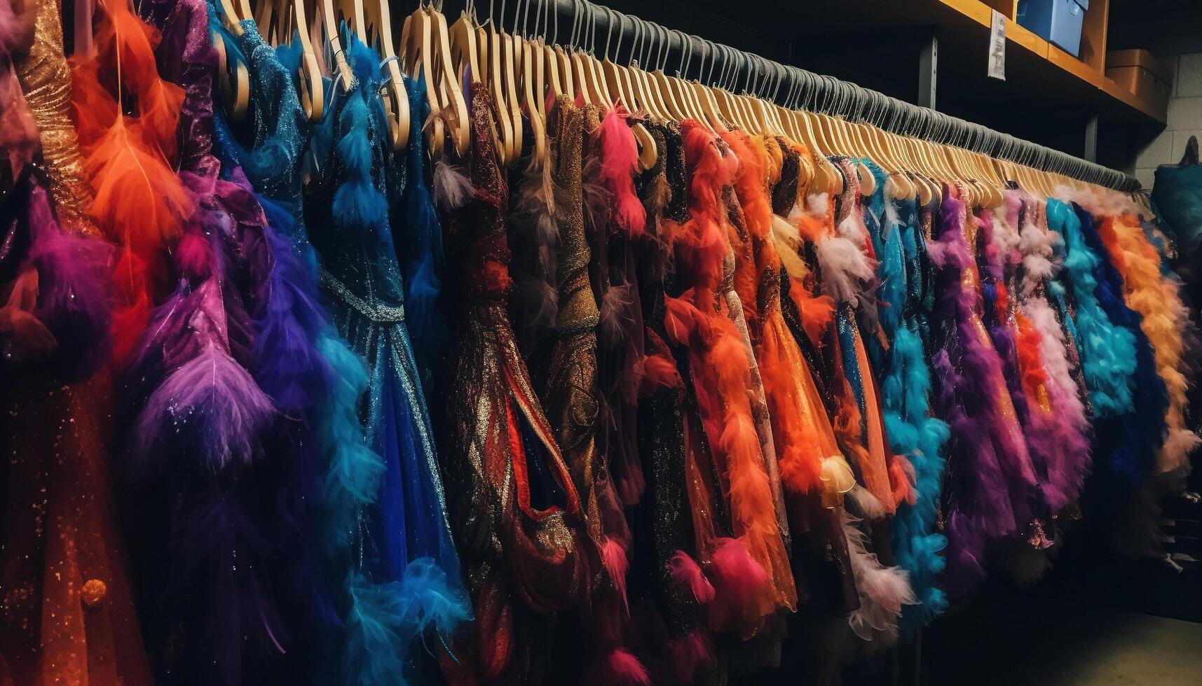 Fluffy coat hanging in modern retail store generated by AI photo