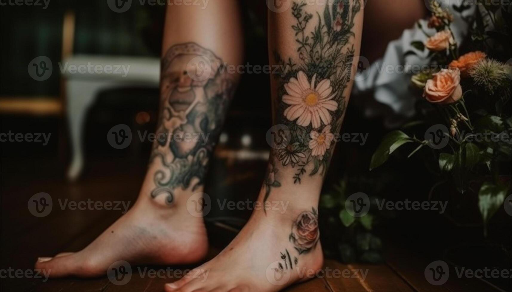 Beautiful people adorn skin with henna tattoo generated by AI photo