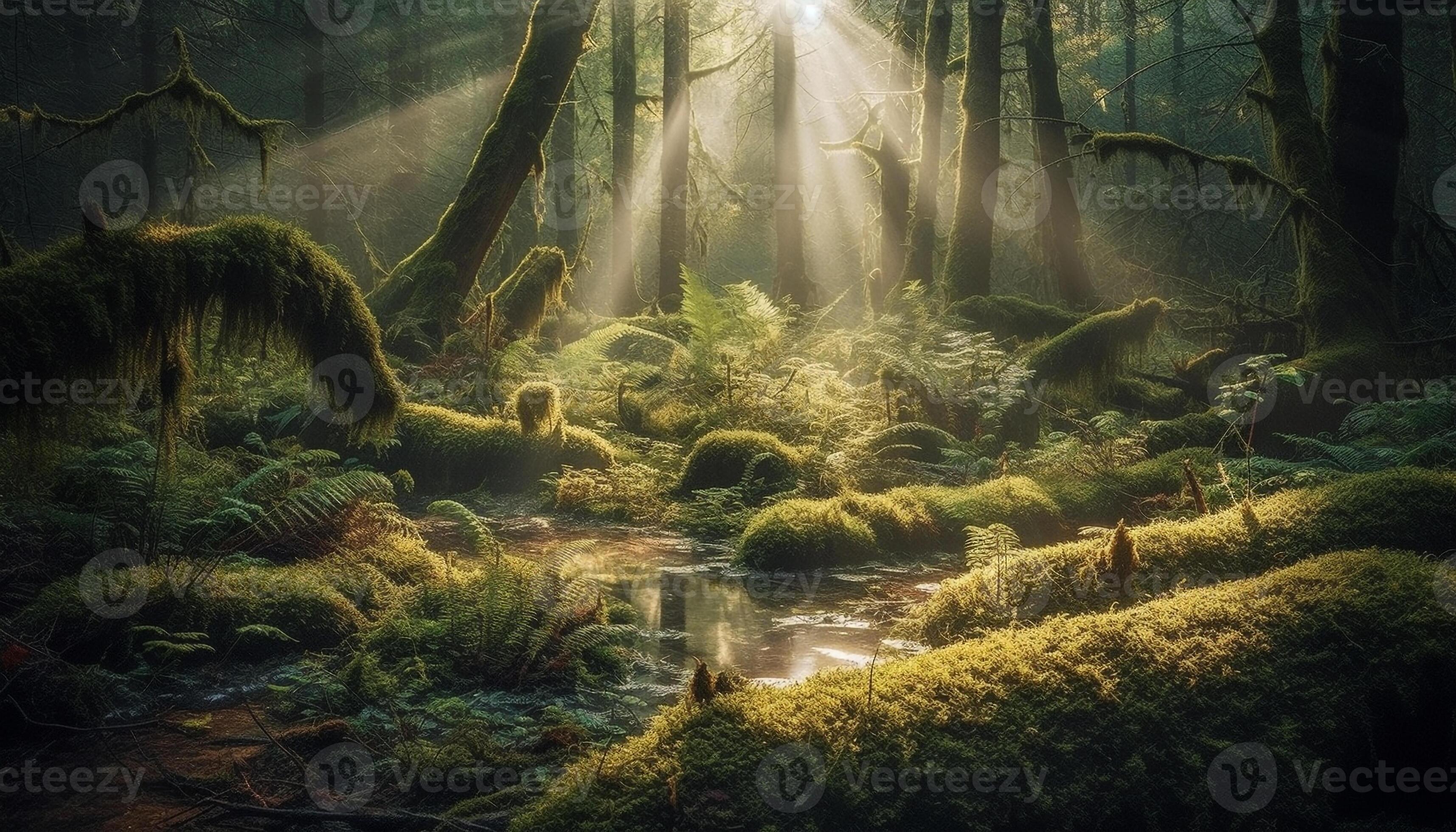Mysterious forest, spooky beauty in nature fantasy generated by AI 25484879  Stock Photo at Vecteezy
