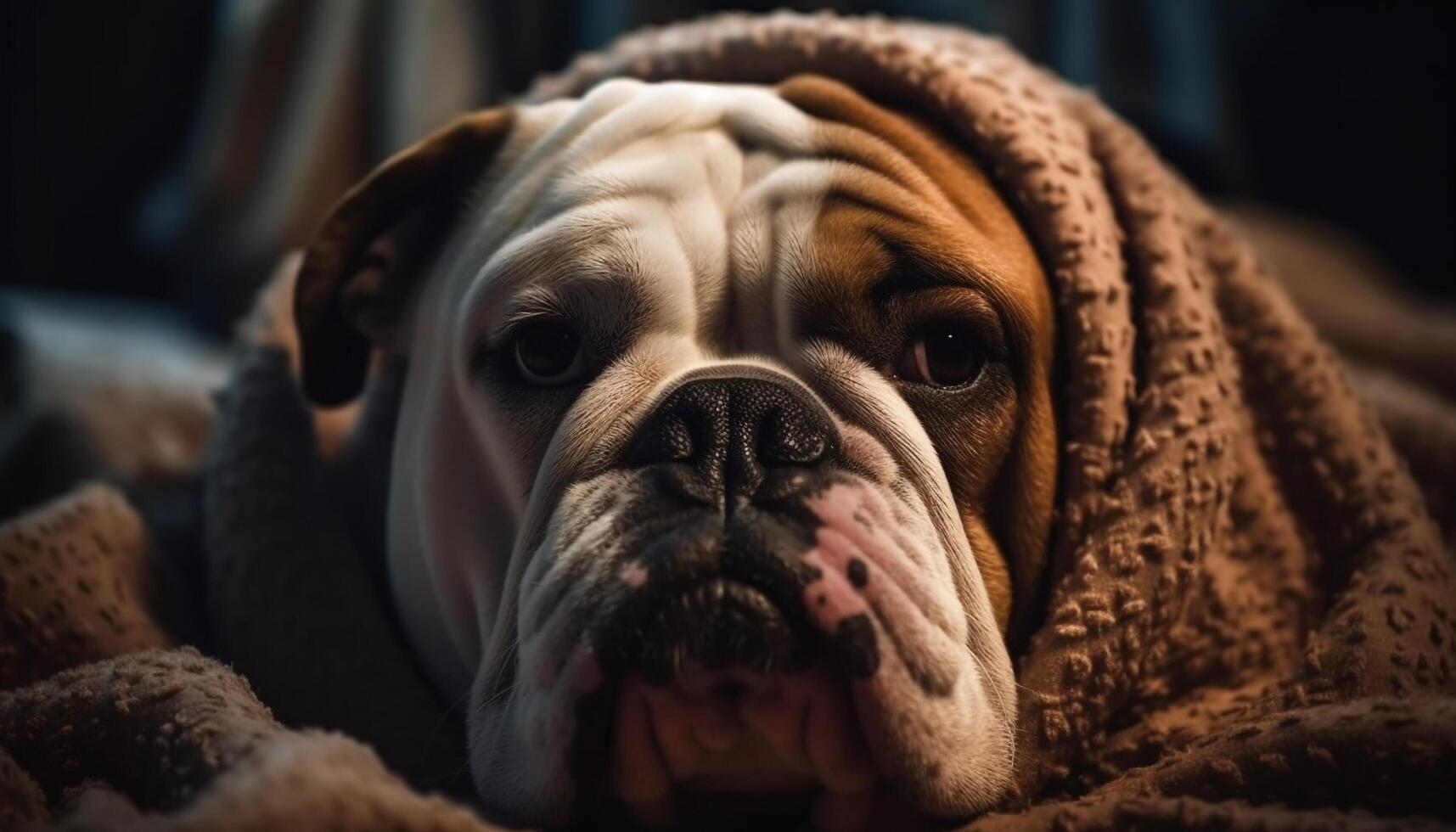 Portrait of two pampered bulldog friends indoors photo