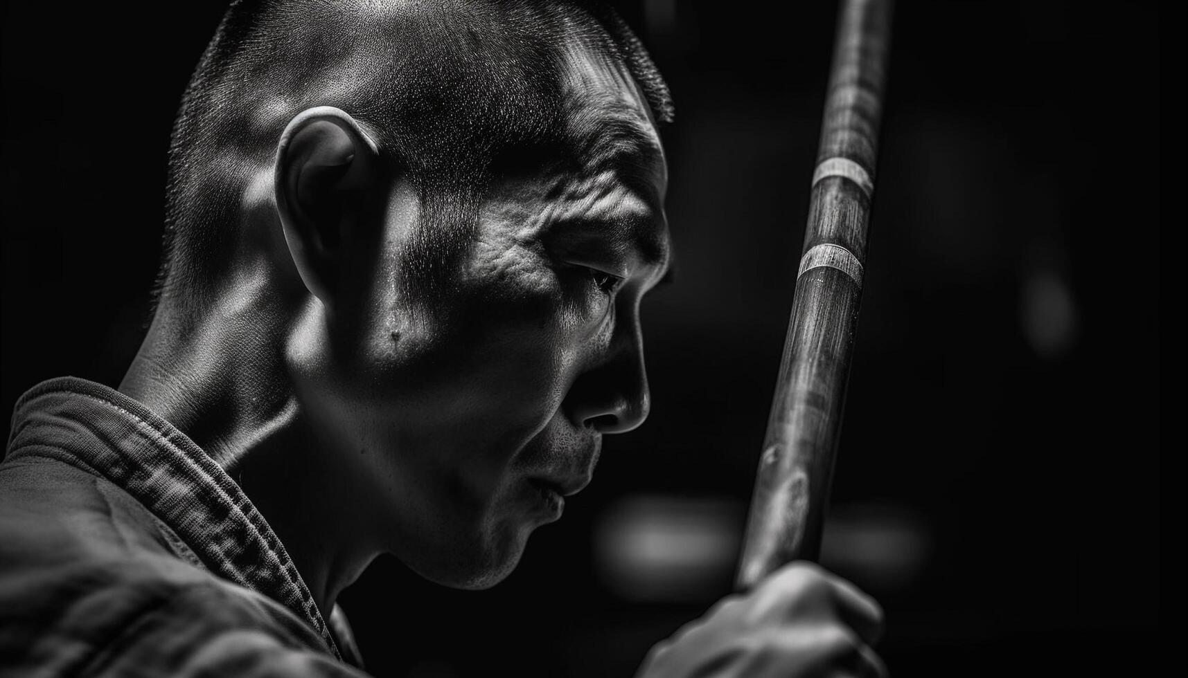 One sad man holds musical instrument outdoors photo