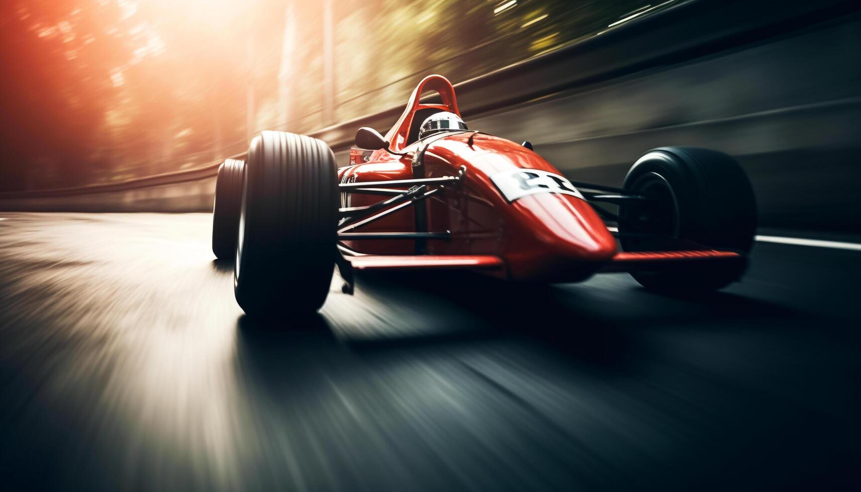 Blurred motion, shiny sports car, racing success photo