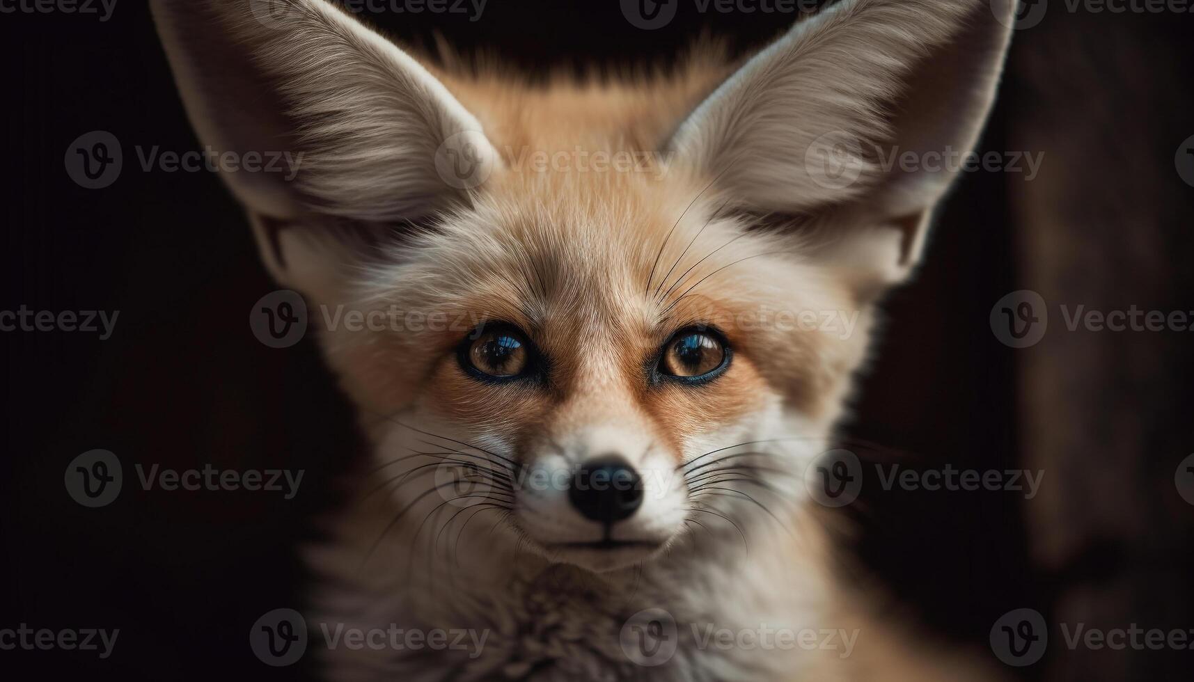 Cute small red fox, front view, , staring at camera generated by AI photo