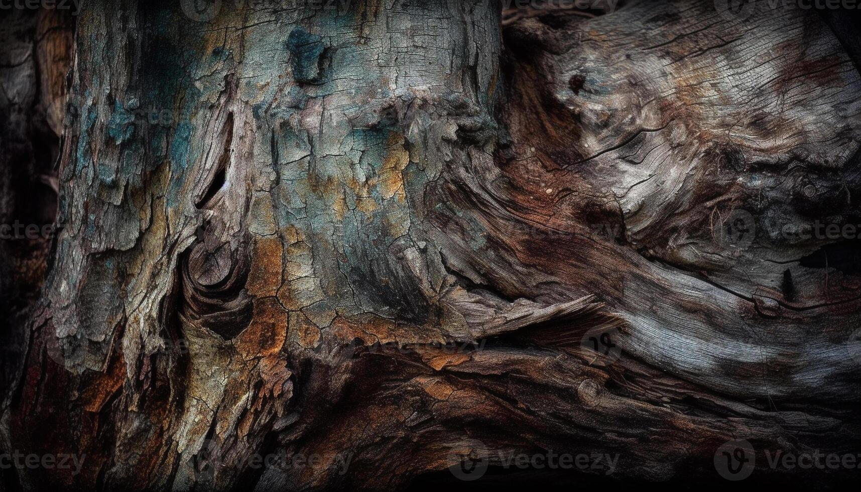 Rough beauty in nature rotting trunk abstract pattern generated by AI photo