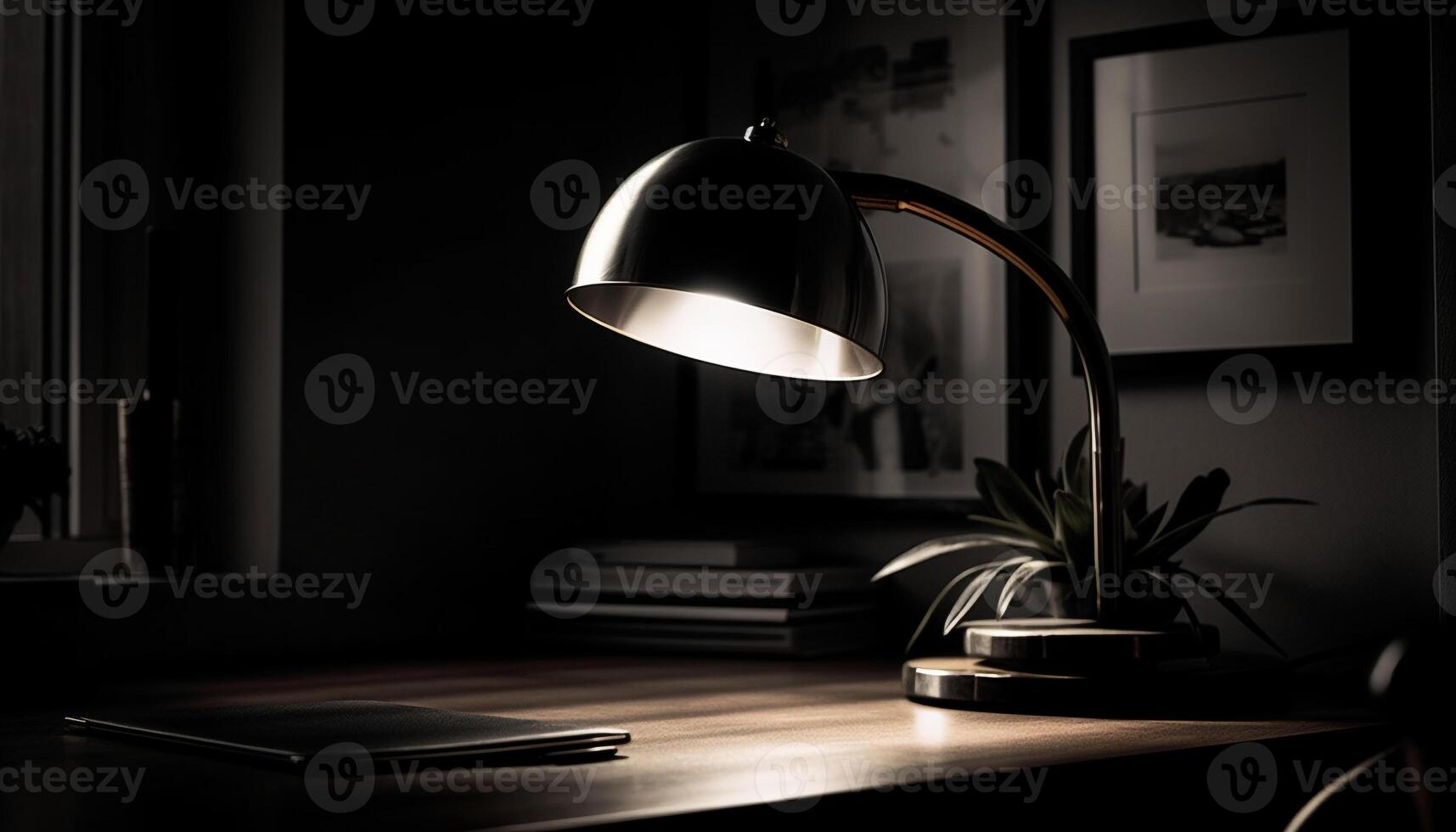 Modern design illuminates elegant domestic room at night photo