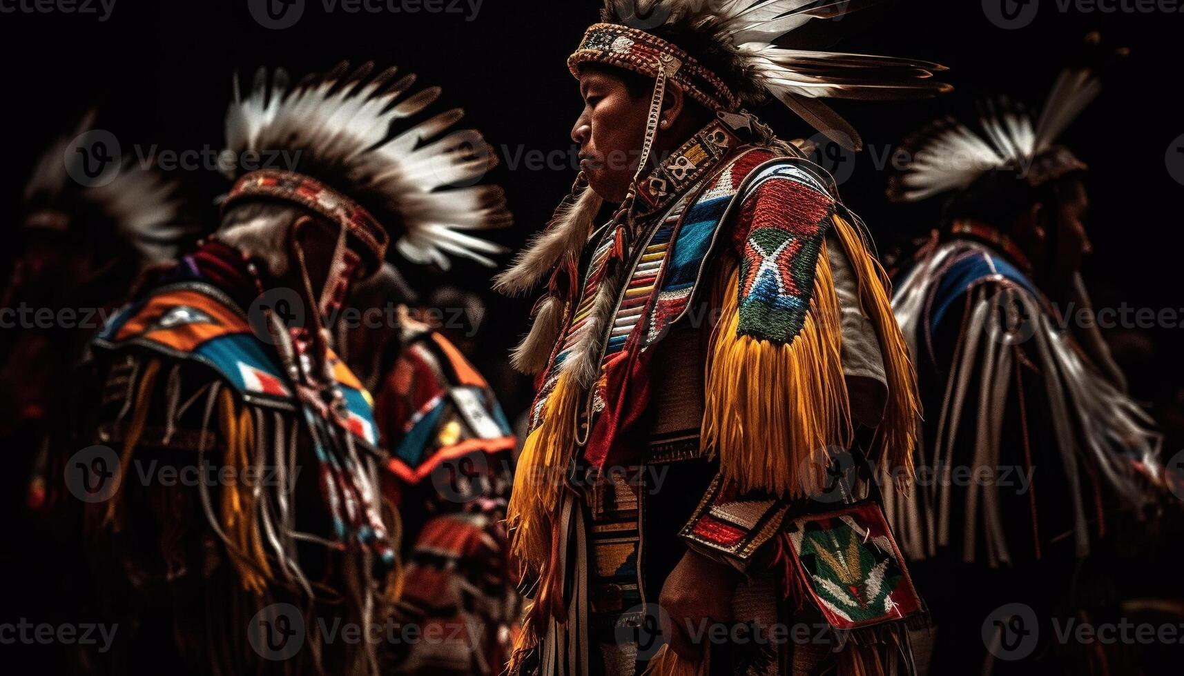 Colorful indigenous cultures dancing with traditional clothing photo