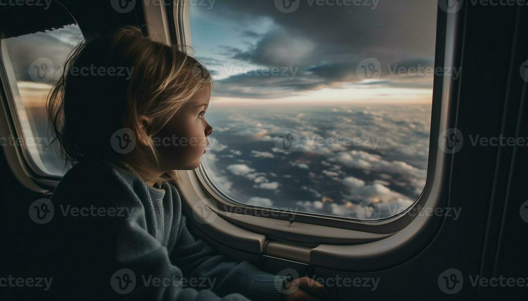 Looking through window, journey to freedom generated by AI photo