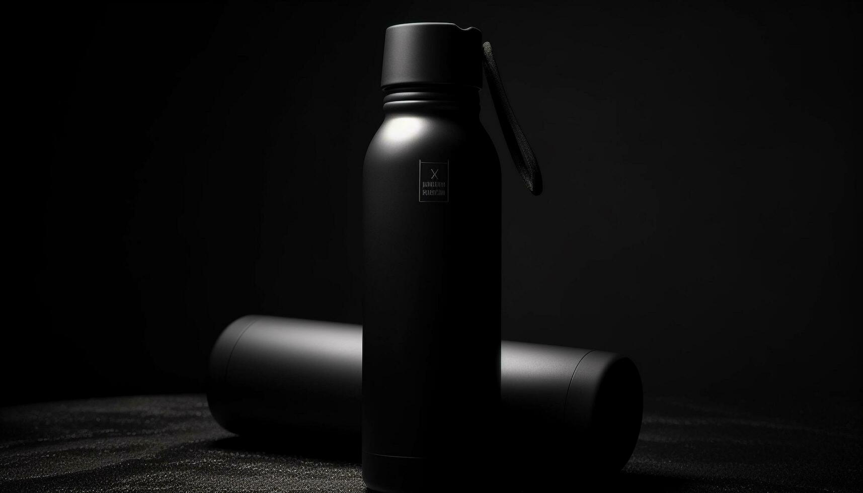 Shiny metal bottle contains healthy liquid fuel generated by AI photo